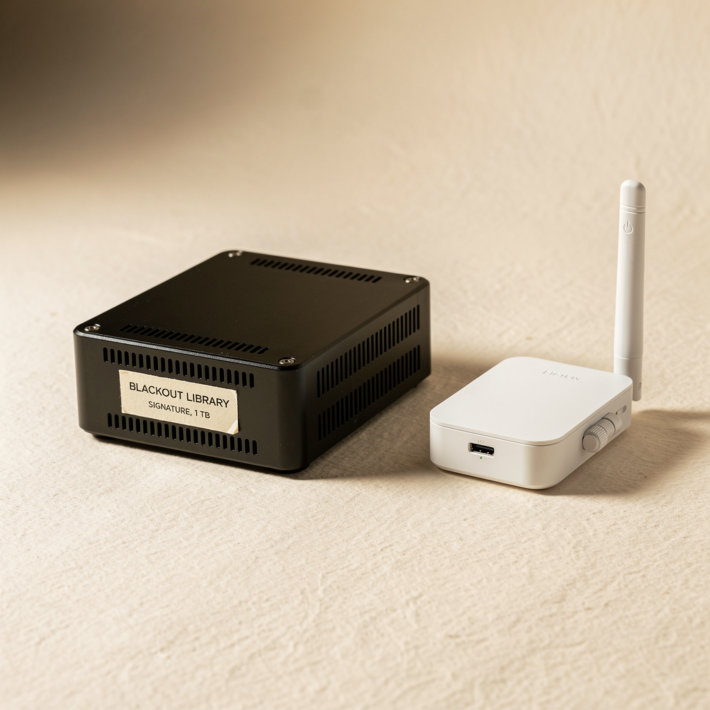 Blackout Library Signature with its router, rendering
