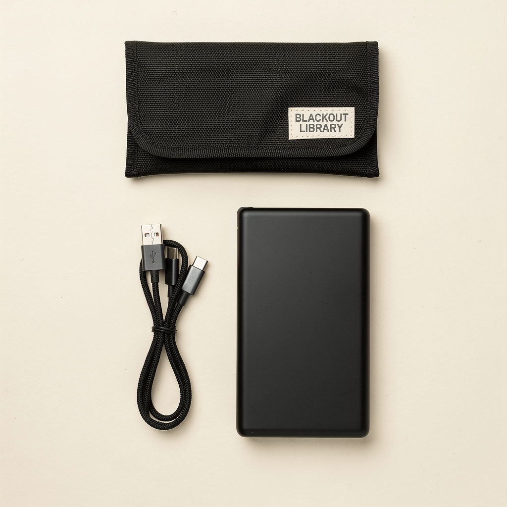 Blackout Bundle: power bank and Faraday pouch, rendering